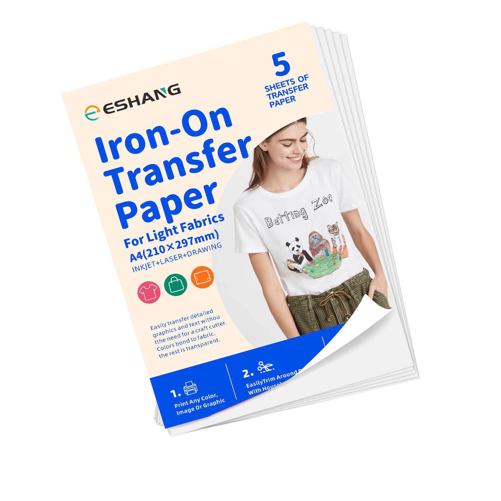 Printable Heat Transfer Vinyl - 5 أوراق A4 ورق نقل الحرارة