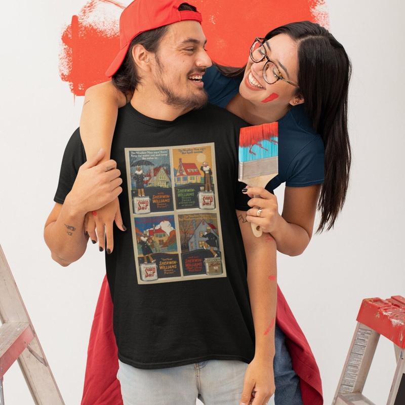 Commercial Shirt Printing - تي شيرت بتصميم ملصق عتيق، إعلان
