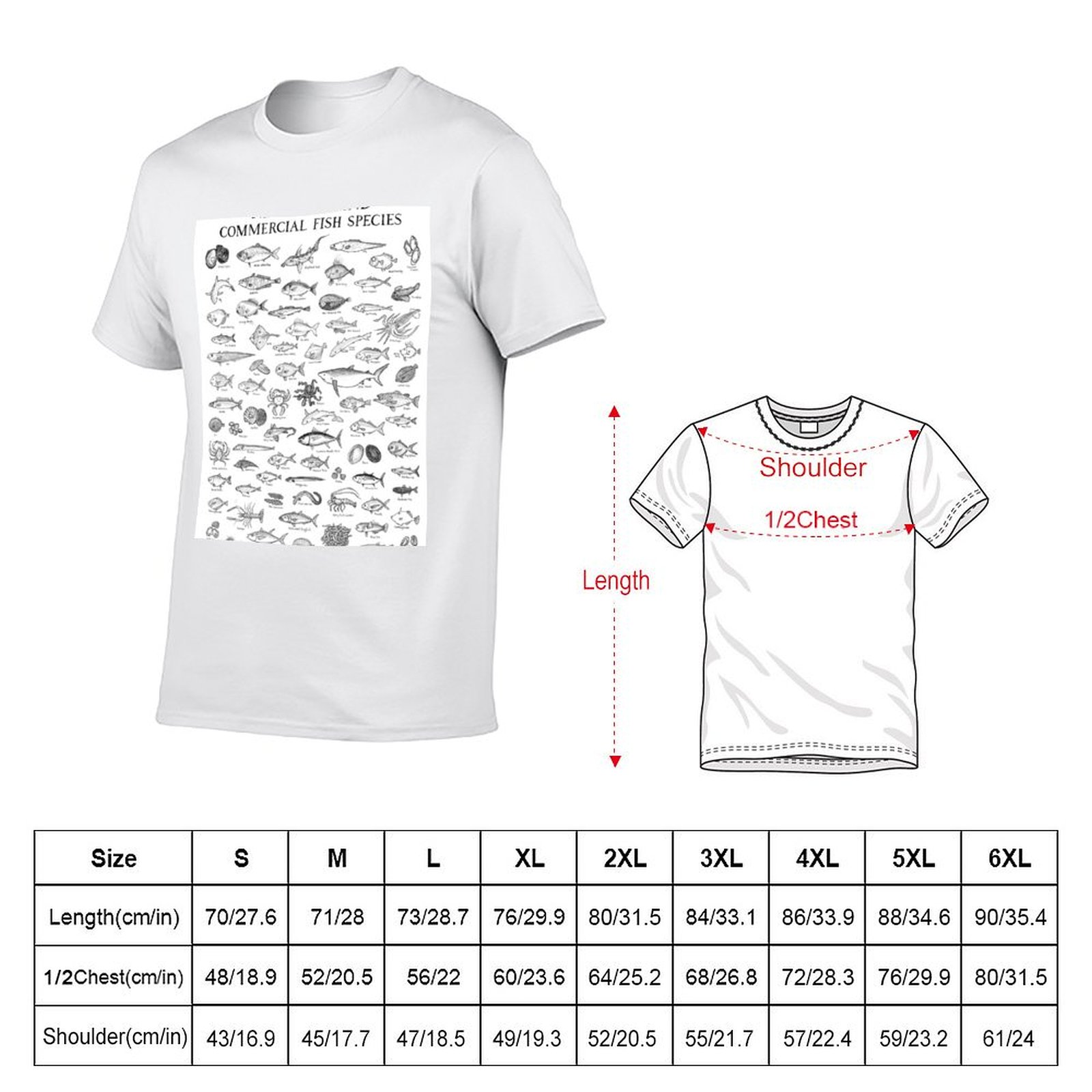 تي شيرت بتصميم أنواع الأسماك ا - مراجعة Commercial Shirt Printing وسعره